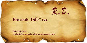 Racsek Dóra névjegykártya
